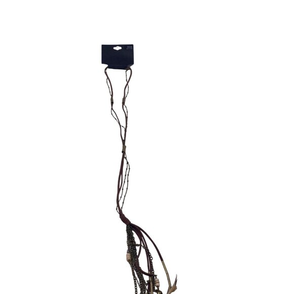 Target Brown Chains Feather Beads Southwestern Boho Necklace 28” Long Layered - Picture 6 of 10